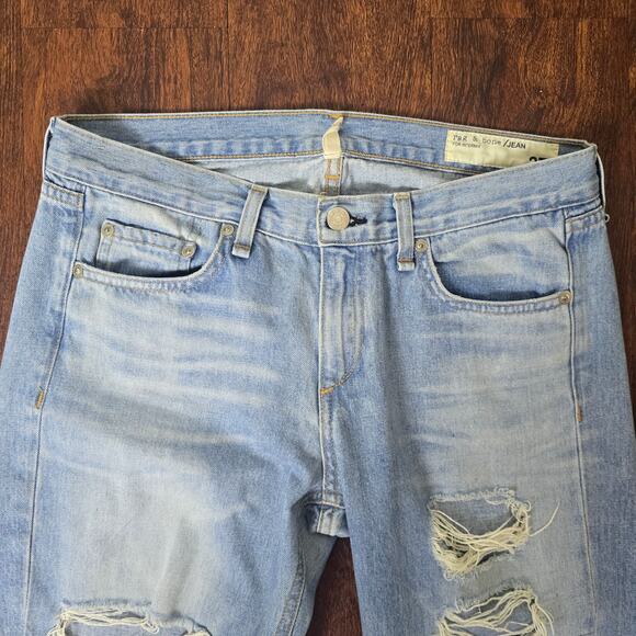 rag & bone The Dre Jean Mid-Rise Rolled Cuff Distressed Boyfriend, Size 27 - Picture 3 of 11